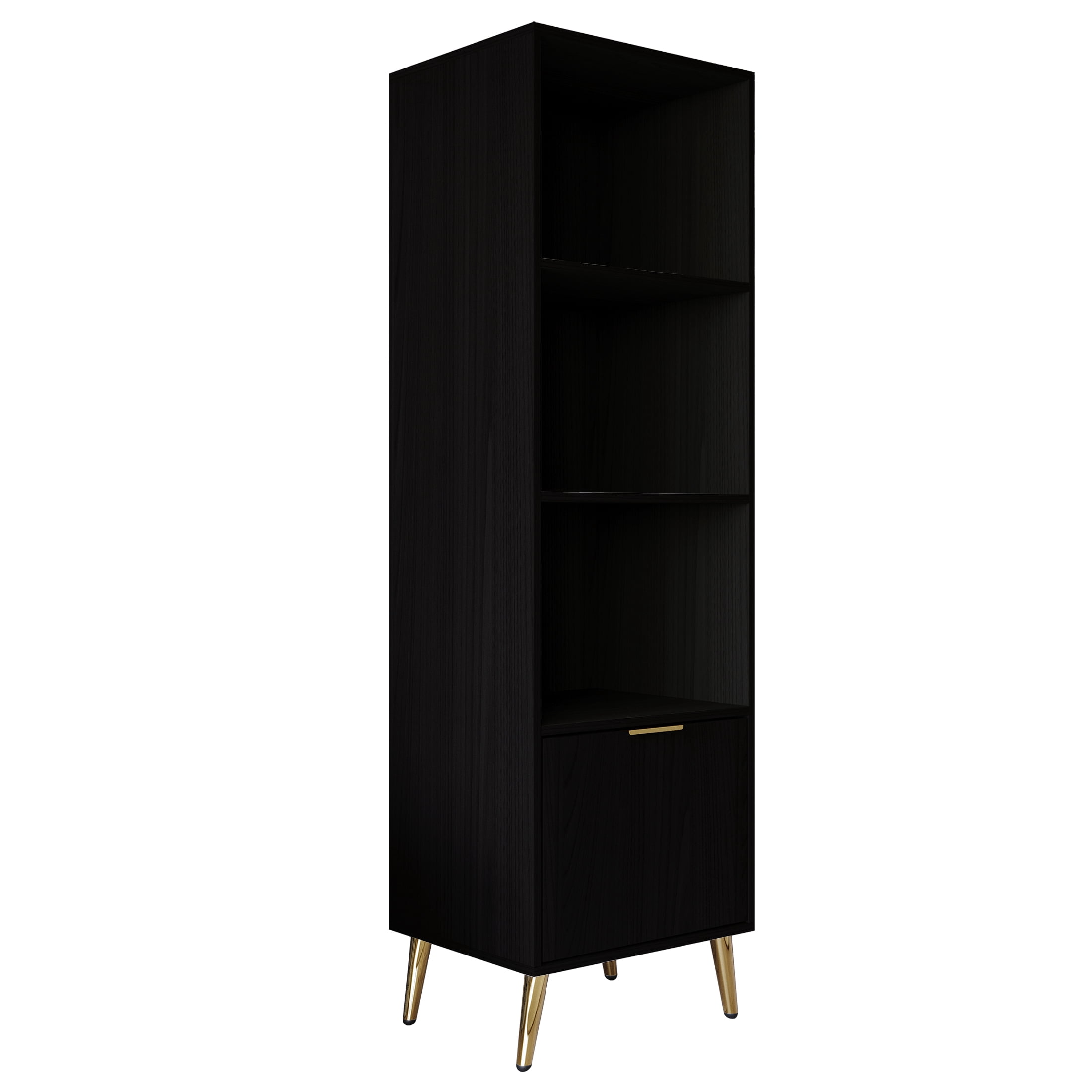 Castle Place Contemporary 4 Shelf Bookcase, Black