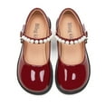 thumbnail image 5 of Hessimy Girls Dress Shoes-Mary Jane Shoes for Girls Low Heel Princess Hook and Loop Dress Shoes Party Wedding Flats for Little/Big Kids school Round headed (Wine,1.5), 5 of 6