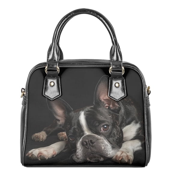 Tutolipy Boston Terrier Printed Satchel Bags for Women Leather Purses and Handbags Large Capacity Shoulder Bag Top Handle Satchel Waterproof Crossbody Shoulder Bag for Shopping Walking