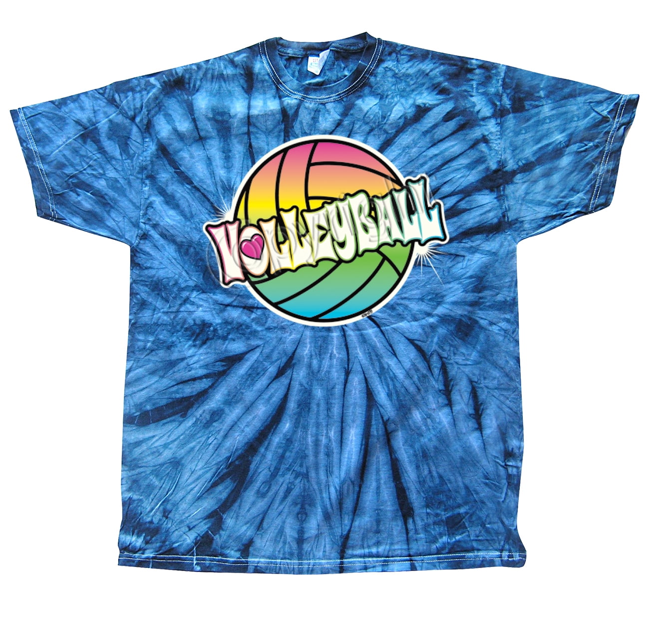 Trenz Shirt Company Volleyball TShirt Rainbow Volleyballnavytiedye