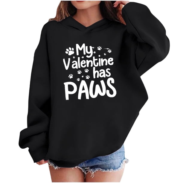 Sudadera con capucha y estampado de corazón de San Valentín, sudadera de manga larga para niños y niñas, chaqueta para niñas de talla mediana y grande.