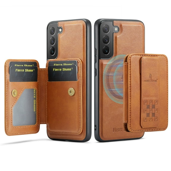 Allytechgroup 2 in 1 Wallet Case for Samsung Galaxy S24  Plus, Detachable Magnetic Cover Compatible with Magsafe Premium PU Leather Cards Holder Shockproof Bumper Phone Case for Women Men, Brown