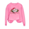 thumbnail image 5 of Sweatshirts for Women Christmas Santa Print Long Sleeve Pullovers Funny Graphic Shirts Loose Fit Casual Fashion Tops Pink S, 5 of 6