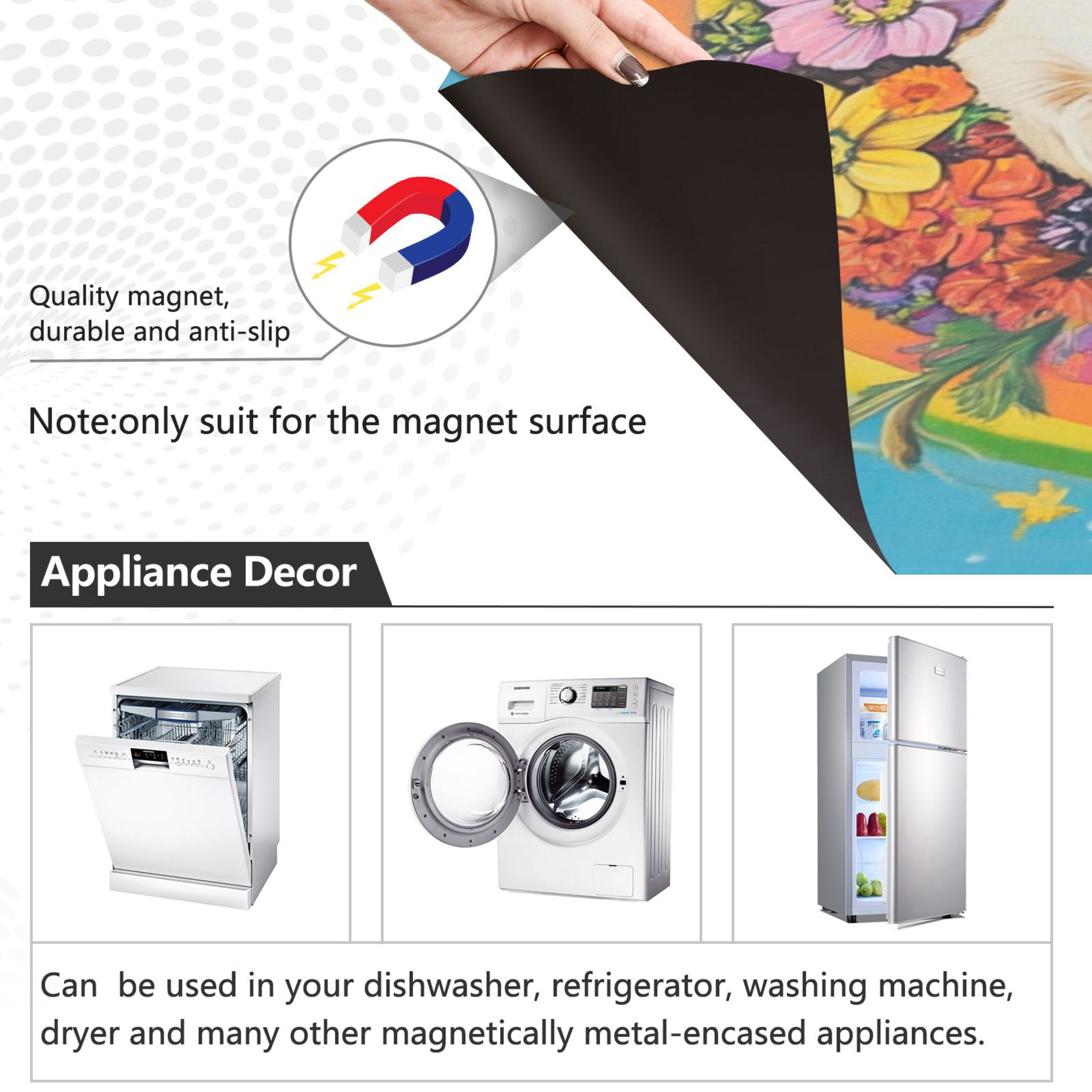 Dishwasher Magnetic Sticker 23x26 Inch Refrigerator Magnetic Sticker Washing Machine Magnetic Sticker Kitchen Panel Magnetic Sticker Home Decor Big Yellow Rainbow Dog