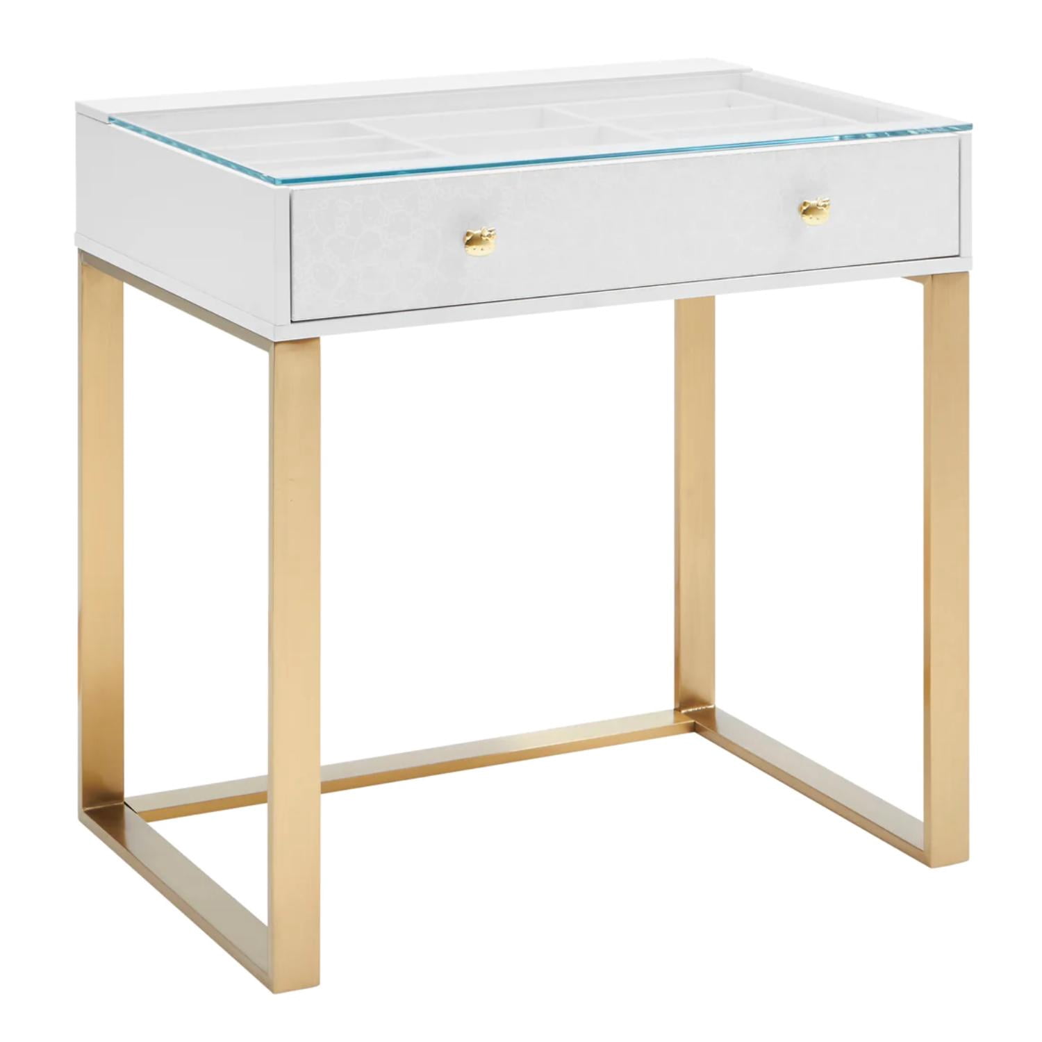 Impressions Vanity Hello Kitty SlayStation Vanity Table with Drawers, Makeup Vanity Dressing Table (Gold)
