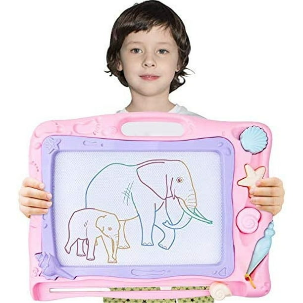 Automoness Pizarra Mágica para Niños a Partir de 2 Años 42x32 cm, Pizarra Magnética Grande para Pintar, Pizarra Mágica para Pintar, Pizarra de Dibujo con 3 Sellos Magnéticos y Rotulador Magnético,
