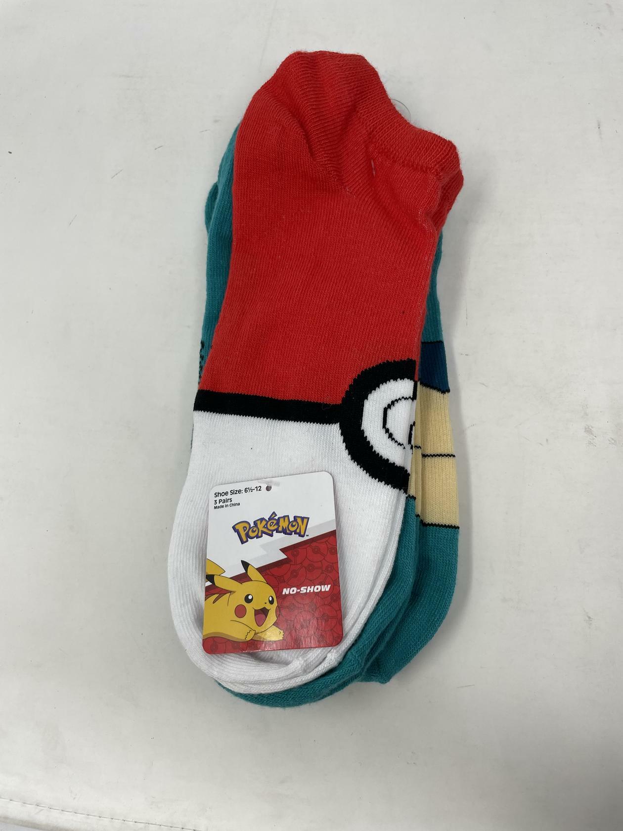 Pokemon Ankle Socks Poke Ball/Pikachu Sitting/Snorlax 3pairs Size
