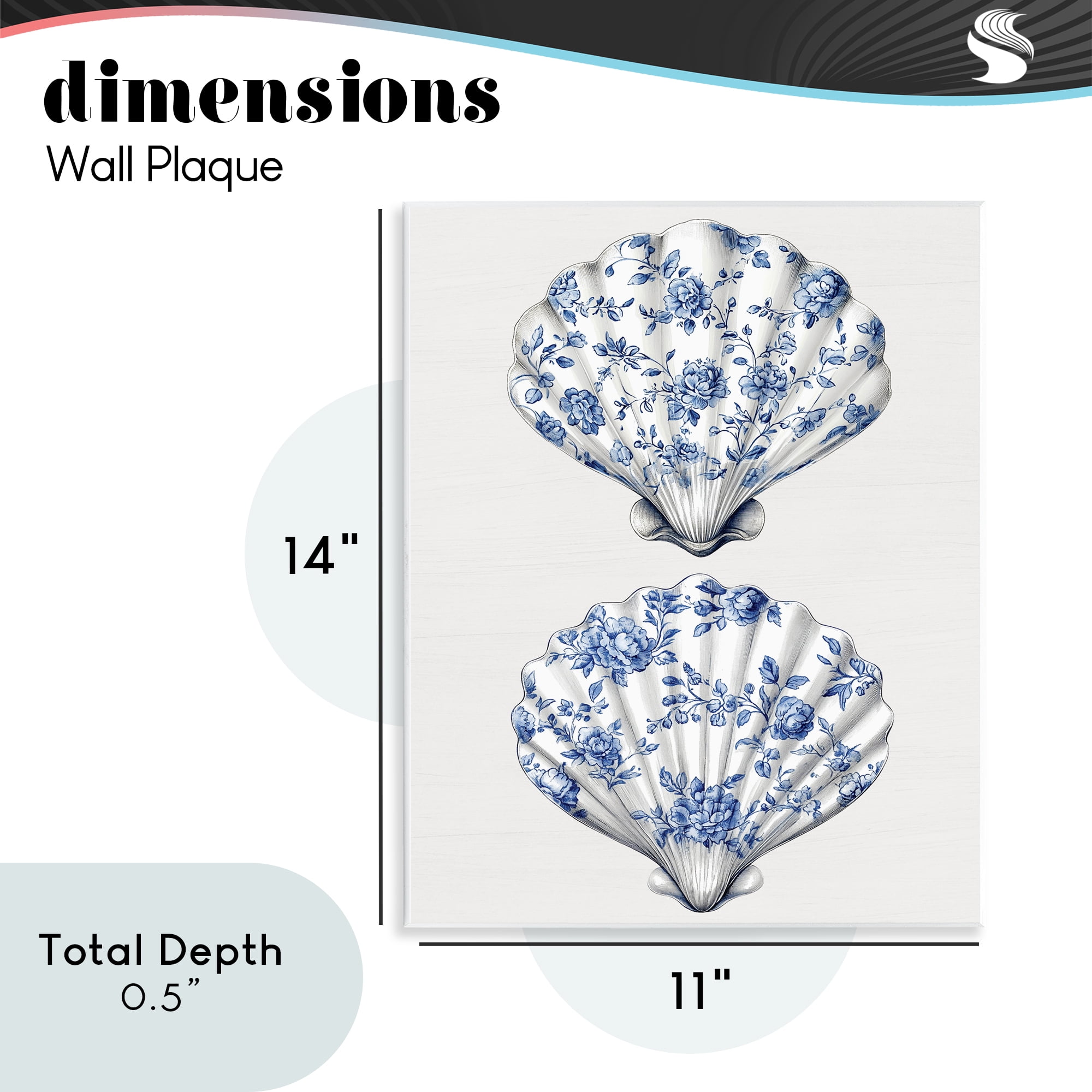 Delicate Toile Seashells Wall Plaque Art, design by Lettered and Lined