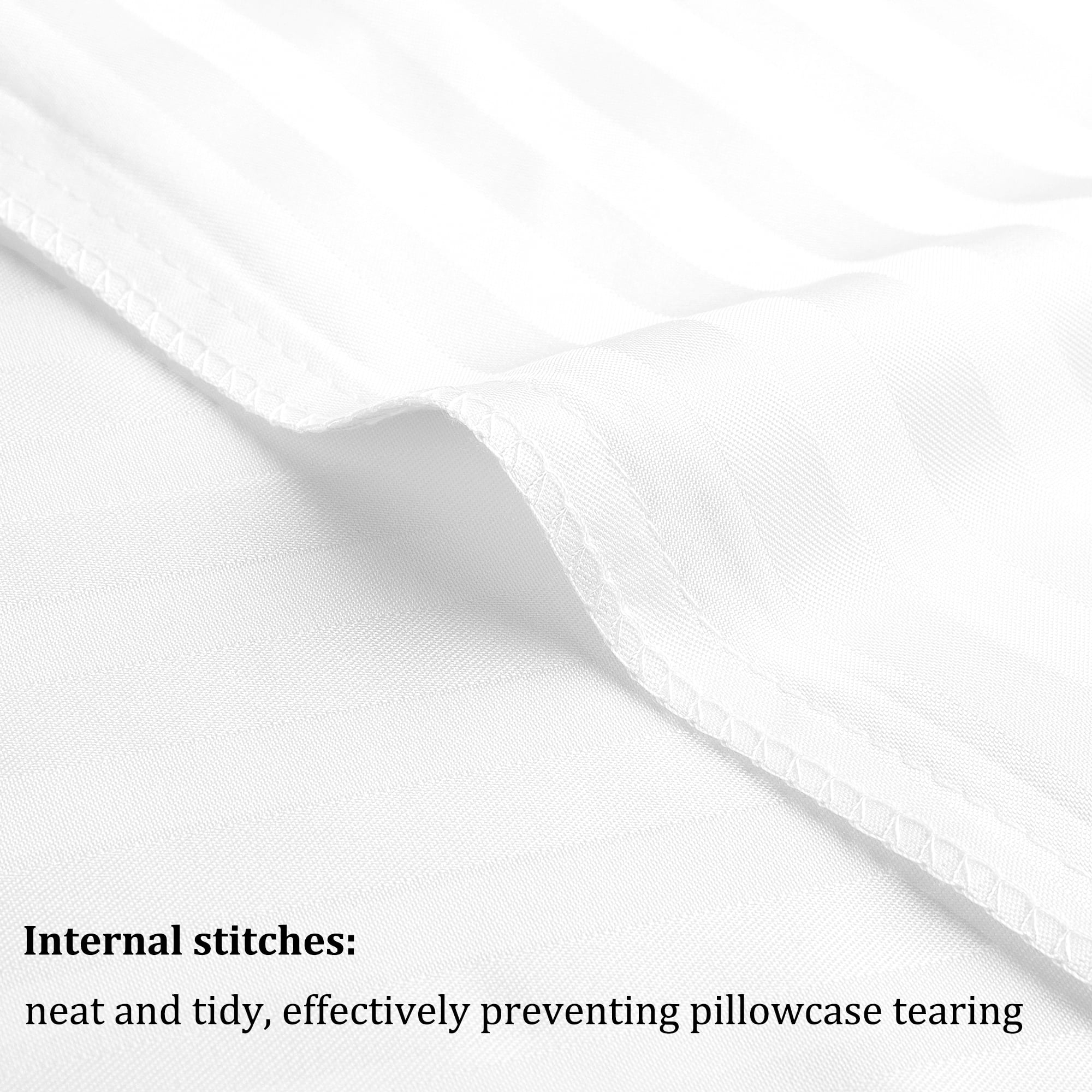 Unique Bargains Soft Durable Set of 2 Microfiber Striped Pillowcase White Standard（20"x26")