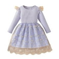 thumbnail image 3 of Frnrwgo Kids Girls Long Flutter Sleeve Dresses, Mesh Embroidery Long Sleeve Dress, Fashionable Round Neck Princess Gown, 3 of 6