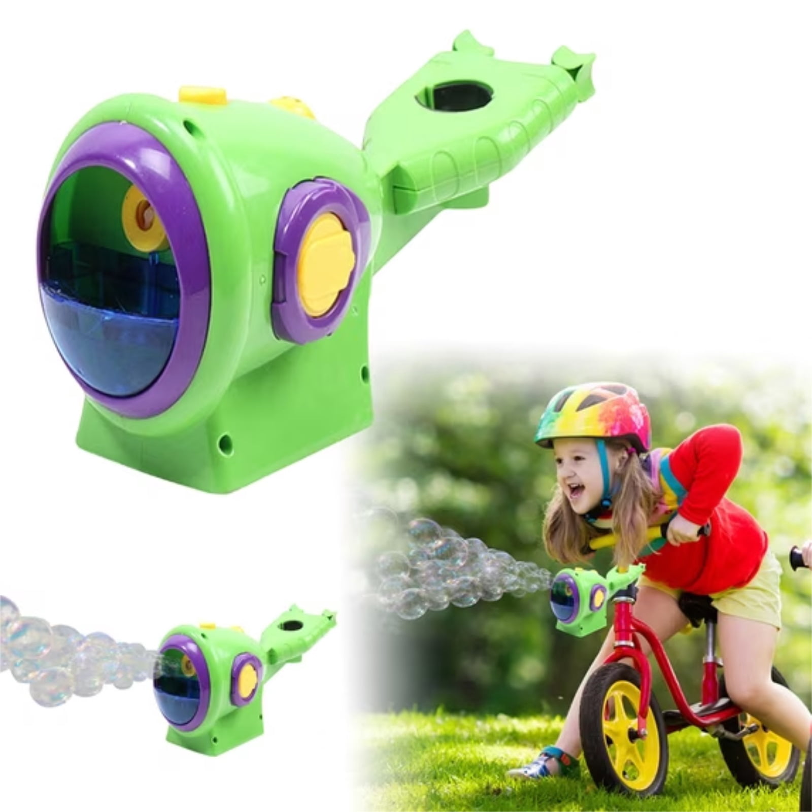 Bubble Blower Machine, Automatic Bubble Machine, Bubble Maker for Student, Outdoor Bubble Machine for Student, Pink Light Up Luminous Bike Bubble Toys, Comes with 1 Full Bottle of