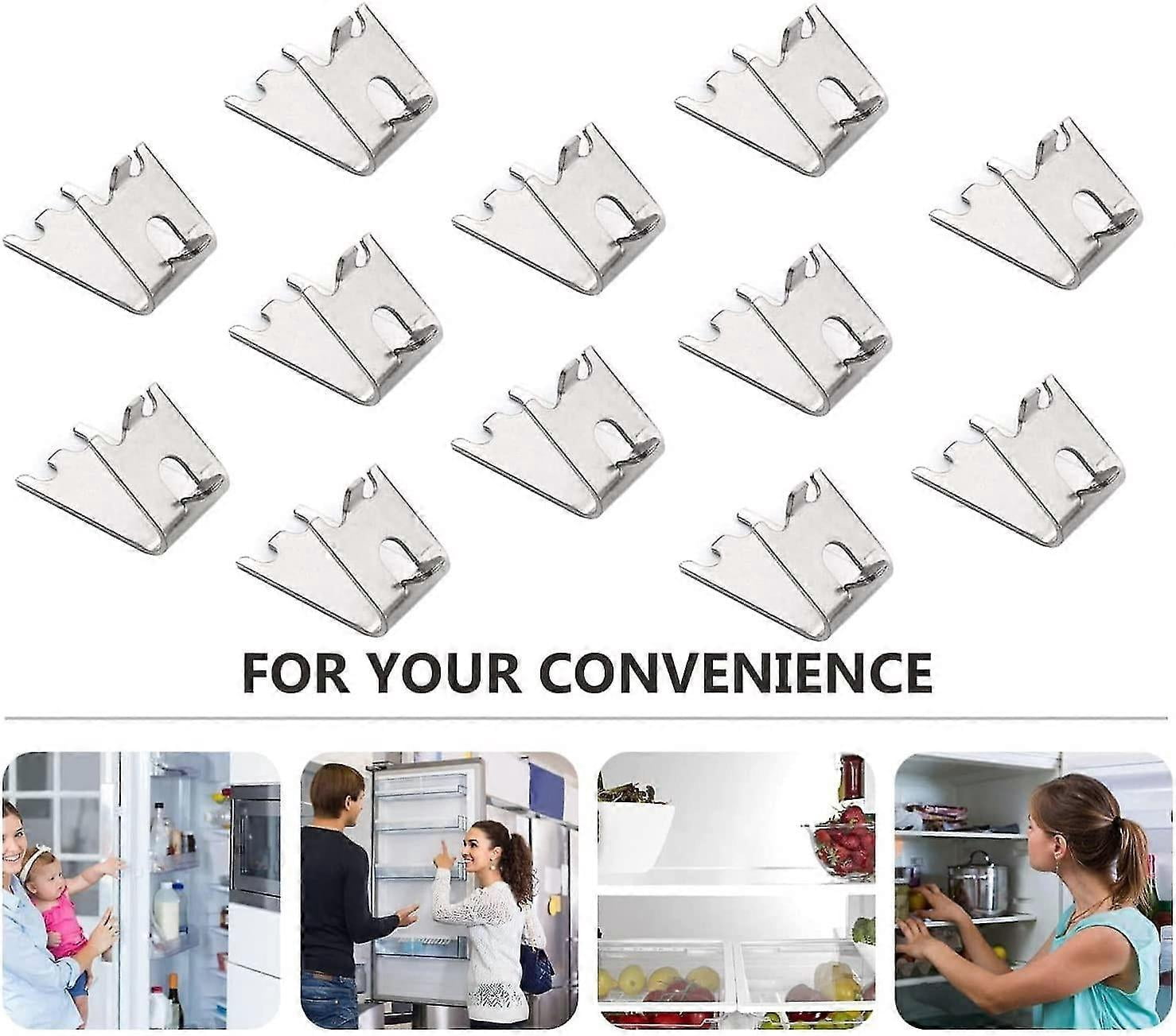 12 Pcs Freezer Shelf Clip Stainless Steel Fridge Shelf Support Commercial Refrigerator Shelf Clips 1.5 Mm Thicken Freezer Shelf Brackets Silver Cooler
