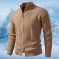 thumbnail image 2 of Ribbed Textured Knit Sweater Coat Stand Collar Long Sleeve Warm Outerwear For Autumn Winter Season Comfortable Soft Fabric Men Casual Dress Sweater Long Sleeve Hoodie Mens Long Hooded Sweatshirt, 2 of 4