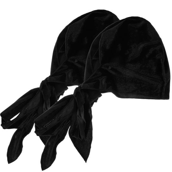 WHAMVOX Hair Wrap Velvet Black 2Pcs 15x12in Women Loss Situations