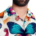 thumbnail image 5 of Flower Butterfly Men's Short Sleeve Shirts, Casual, Printed, Button Down Short, Summer Beach Shirts, Unisex, 5 of 6