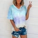 thumbnail image 2 of Blusas de Manga Corta Casuales para las Mujeres con Cuello en V, Top de Poliéster de Moda de Verano para el Uso Diario, 2 of 6