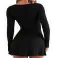 thumbnail image 4 of Women‘s Summer A-Line Dress Long Sleeve Square Neck Mini Dress, 4 of 5