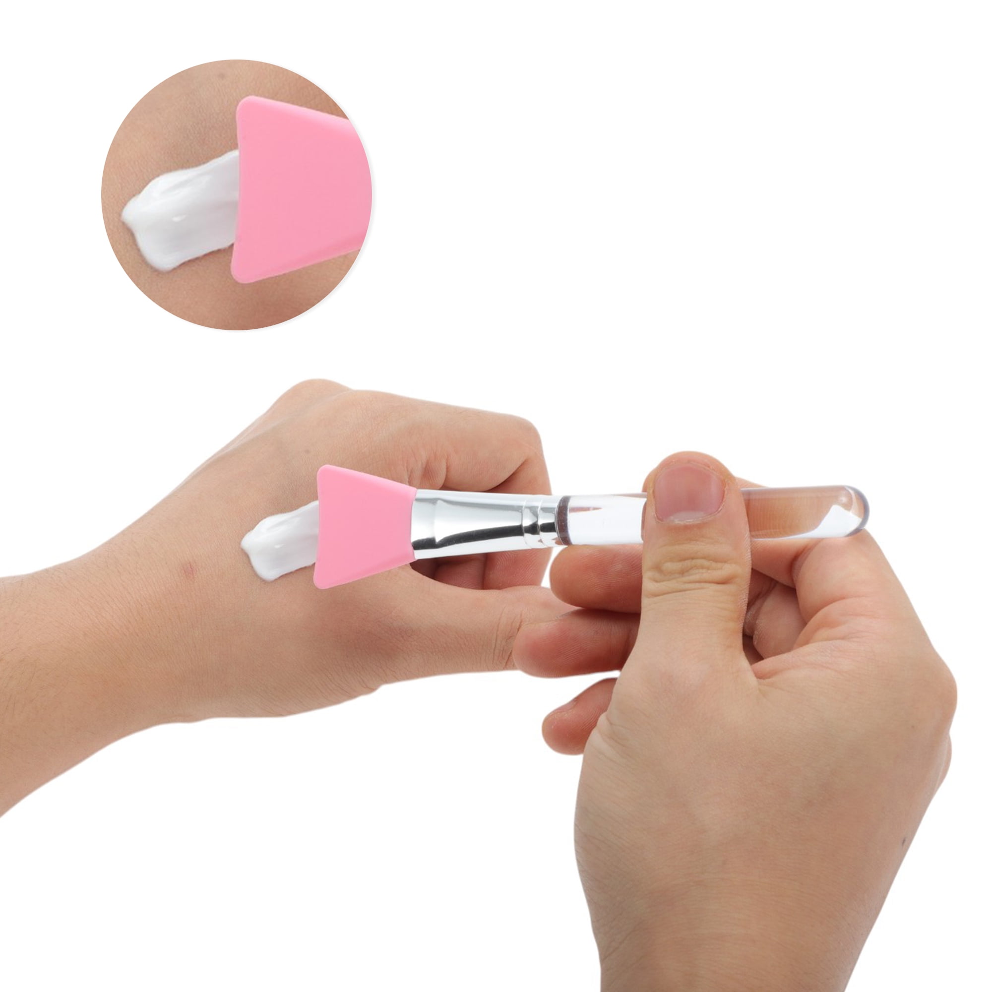 Unique Bargains Durable Flat Head Facial Mask Brush 1 Pc Pink