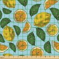 thumbnail image 2 of Ambesonne Lemon Fabric by the Yard Upholstery, Sour Fruit and Leaves Pattern, 10 Yards, Pale Blue Multicolor, 2 of 5