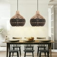 thumbnail image 2 of UEEYAC Black Pattern Lampshade Vintage Rattan Pendant Light, 2 of 16