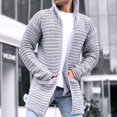 thumbnail image 2 of VNKIDY Men's Sweater Coat Autumn Winter Oversized Solid Color Ribbed Knit Cardigan Long Sleeve Open Front Thermal Loose Fit Coat With Kangaroo Pockets For Cold Weather Daily Wear Classic Knitwear, 2 of 6