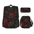 thumbnail image 1 of Disketp Roses Mochila Estampada de Gran Capacidad con Lonchera y Estuche, Set de 3 Piezas para Estudiantes, 1 of 7