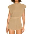 thumbnail image 1 of VISgogo Conjunto de Traje Femenino de 2 Piezas, Tops Cortos de Punto Sin Mangas con Cuello Redondo de Color Sólido + Pantalones Cortos para Verano, S/M/L/XL VISgogo  moda, 1 of 5