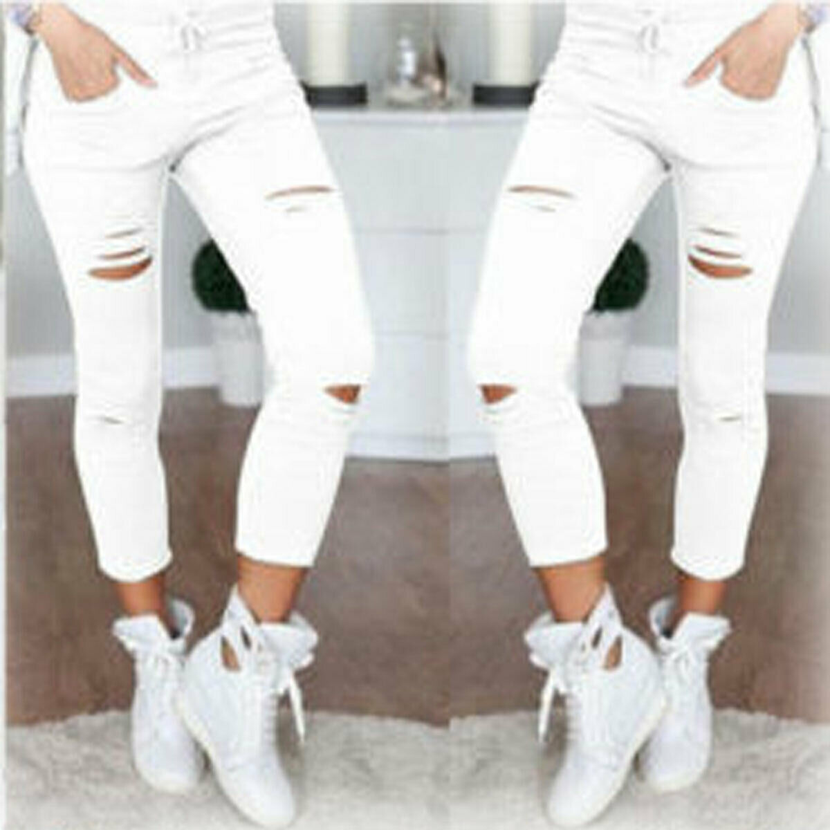 white high waisted jeggings
