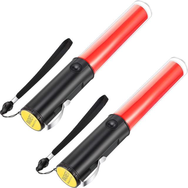 2 Pcs Baguette de Signalisation LED 11 Pouces Lampe de Poche de Circulation Contrôle de Lumière LED Baguette de Signalisation Baton de Circulation pour Camping en Plein Air Randonnée