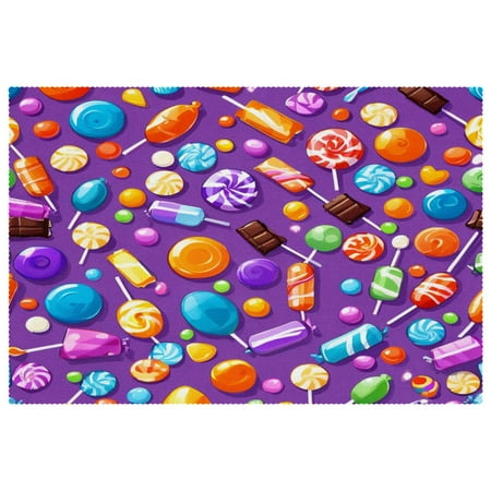 

Ailis Dinng Placemats Set of 4 Durable Polyester Mats for Dinning Table 12 x 18 inch Candy Purple