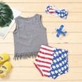 thumbnail image 6 of OAVQHLG3B Baby Girl 4th of July OutfitIndependence Day Festival American Flag Boy's Girl's Fringed Vest And Shorts Bow Suit, 6 of 8