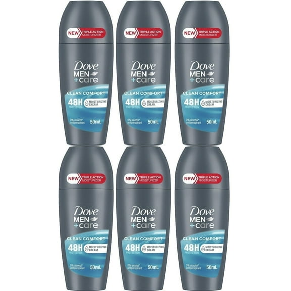 Dove Men Clean Comfort Deodorant Roll On 50 ml, Pack of 6
