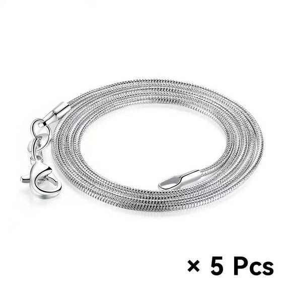 DESIGNICE 5Pcs Box Chain Necklace Snake Bone Chain Silver Jewelry Silver Plating Silver Necklace for Women 18inch