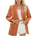 thumbnail image 3 of Loopsun Womens Outerwear Jackets, Blazer for Women, Women's Fashion Solid Long Sleeve Lapel Suit Jacket with Button Pockets Orange, XL, 3 of 5