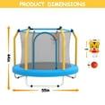 thumbnail image 2 of 55-inch Trampoline for Kids Indoor & Outdoor, Upgraded Mini Trampoline for Kids with Safety Enclosure Net and Basketba Hoop, Ages 1-6, 2 of 7