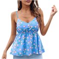 thumbnail image 2 of Pompotops Chemise en Chiffon Décontractée Sexy Mode Été à Bretelles Florale Col en V, 2 of 8
