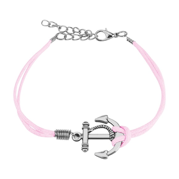 Anchor Fashion Bracelet - Cast Iron Design Leatherette with Lobster Claw Clasp