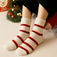 thumbnail image 2 of Xfvqtps Women Fuzzy Socks Christmas Stocking Red Stripe Thick Winter Warm Home Floor Wool Socks Red-05, 2 of 6