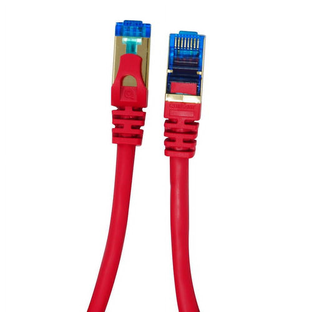 QualGear RJ45 Cat 7 Ethernet Patch Cable, 10Gpbs High-Speed Cable, 600MHz, Triple-Shielded, Round, 15 Feet, Red