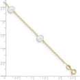 thumbnail image 4 of 14K Yellow Gold 7-8mm White Near Round Fw Cultured Pearl 5-Station 9In Anklet (9 X 7.5) Made In Canada ank144-9, 4 of 5