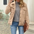 thumbnail image 3 of Women's Fleece Cardigan Long Sleeve Oversized Shacket Sherpa Shirt Jacket Button Down Lapel Collar Blouses Tops, 3 of 9