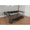 thumbnail image 2 of CZBZ Full Corner Bed Frame with Bookcase Storage and LED Lights, Metal Platform Bed Frame Full Size with 2 Storage Drawers & Charging Station, Full Daybed for Teen/Adult, No Box Spring Needed, 2 of 8