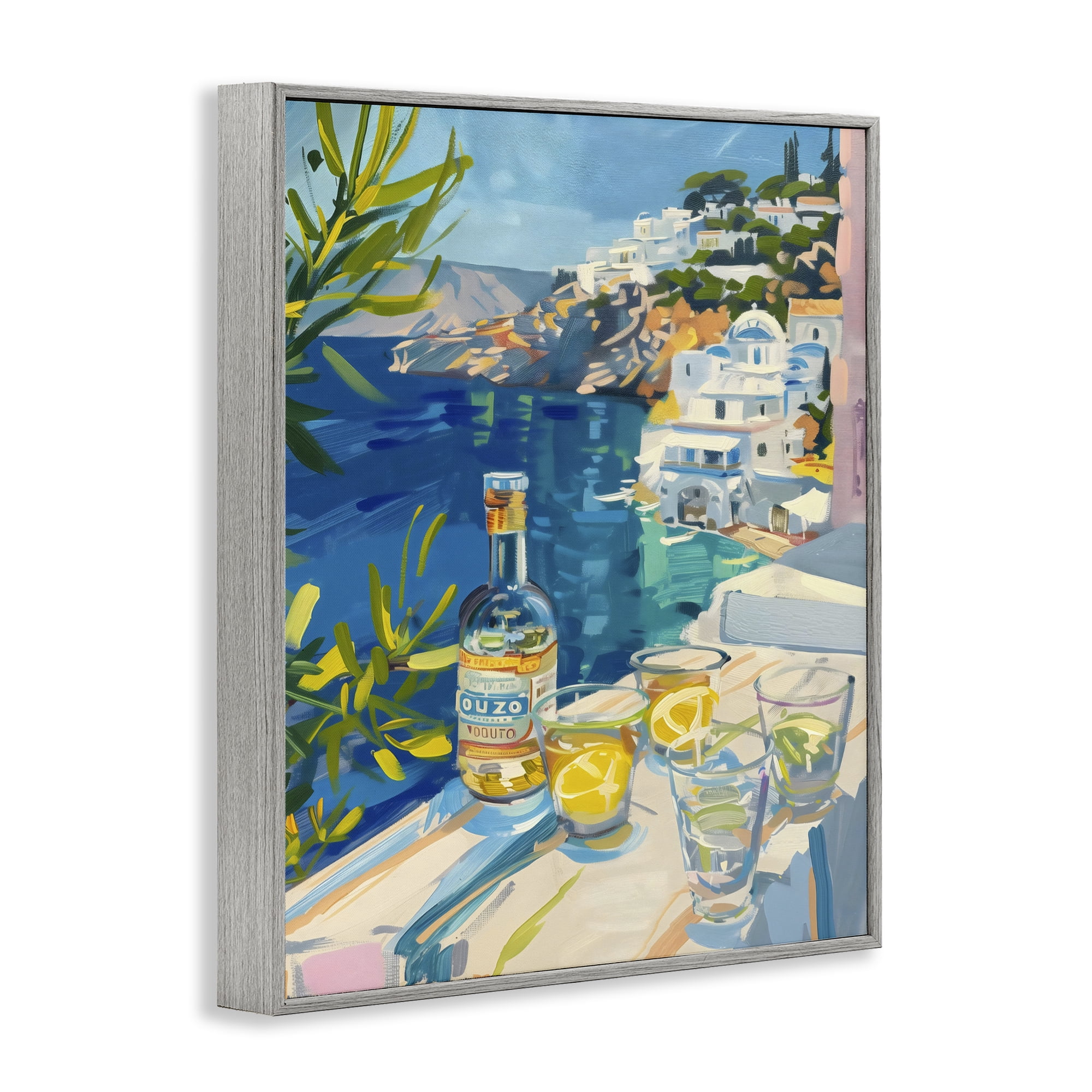 Stupell Industries Drink By The Sea Balcony Gray Framed Giclee Art, design by The Prints Vibe