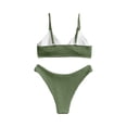 thumbnail image 4 of Women's Two Piece Swimsuit Ribbed Trim Solid Color Bikini Set for Swimming Beach Pool Summer,Army Green,L, 4 of 4