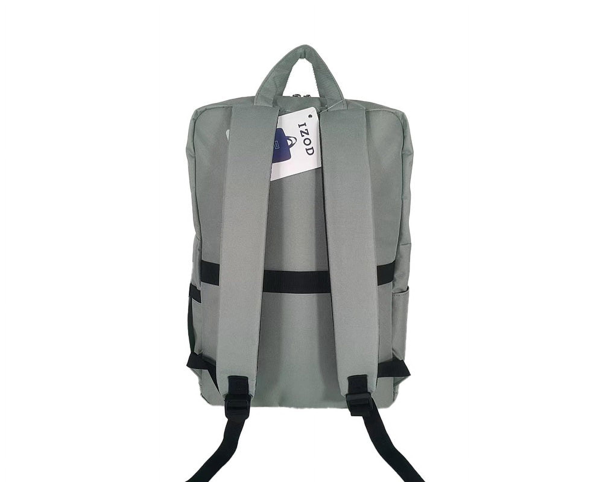 IZOD Wisdom Business Travel Slim Durable Laptop Backpack USB Charging Port, Computer Bag Fits 17 Inch Laptop Notebook / Dark Grey