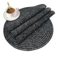 thumbnail image 4 of 15 in Round Woven Vinyl Placemats Set of 4, Modern Non-Slip Insulation Placemat Washable Table Mats for Dining Table, Braided Cotton Place Mats for Kitchen Dining Table Holiday Party – Black, 4 of 7
