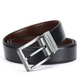 thumbnail image 2 of Reversible Belt for Men, Retro Leather Jeans Belt 1 3/8" Black & Brown, Adjustable Trim to Fit High Quality, 2 of 7