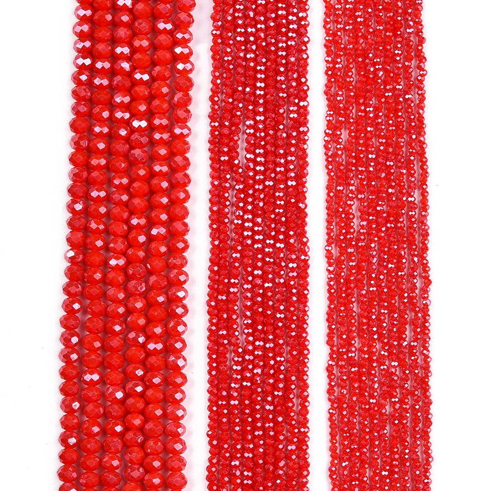 Electroplate Glass Beads Strands Pearl Luster Plated Faceted Rondelle Red 6x5mm Hole: 1mm about 80~85pcs/strand 38~40cm