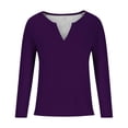 thumbnail image 4 of Long Sleeve Shirts for Women Fall Fashion V Neck Solid Color Blouses Trendy Casual Loose Comfy Cute Tops Fall Outfits for Women 2026, 4 of 4