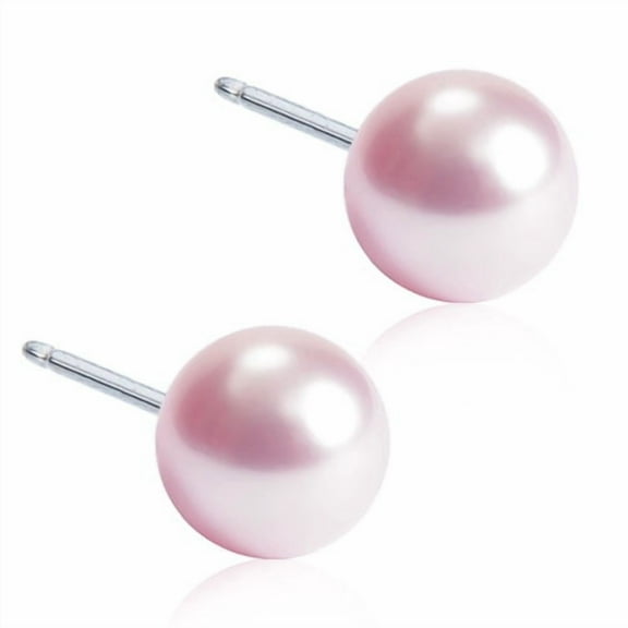 Blomdahl | Hypoallergenic | Natural Titanium Light Rose Pearl Stud Earrings | Best Choice For Sensitive Ears